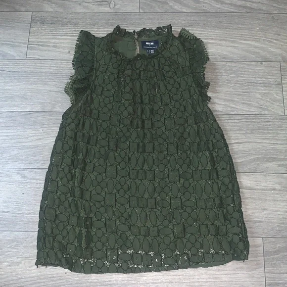Maeve by Anthropologie Angelica lace top in dark olive green size 8 - Picture 2 of 4